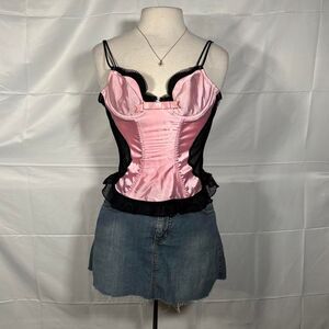 Victorias secret Women's Pink and Black Corset